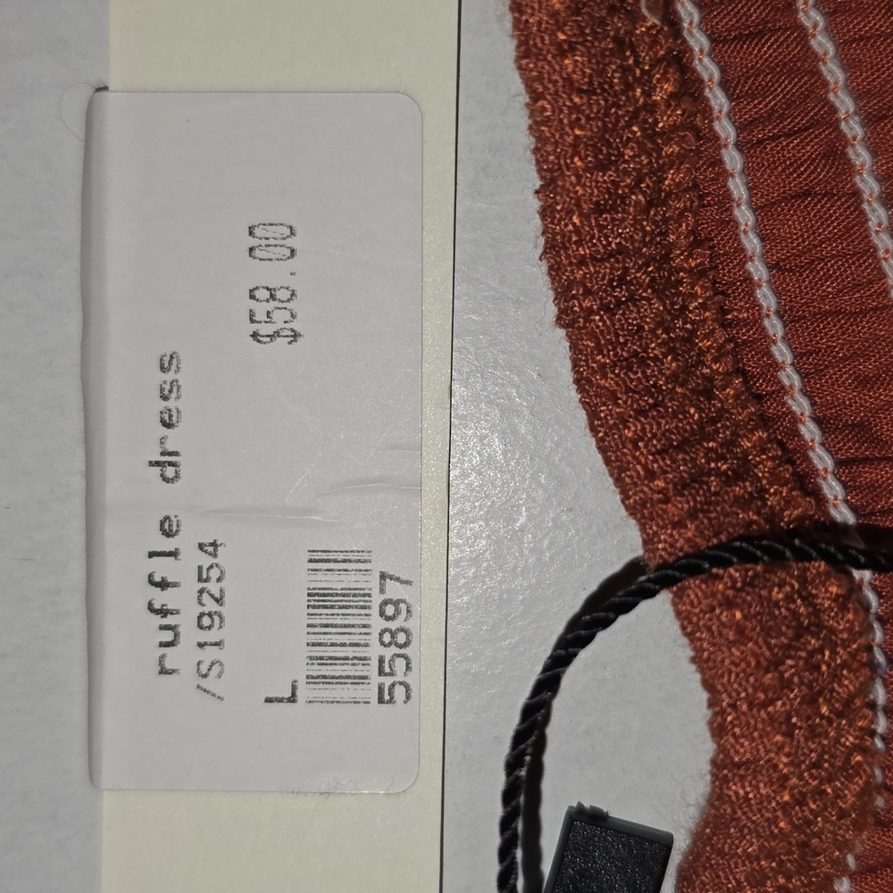 Mustard Seed Terracotta Puff Sleeves Mini Dress Cotton/Polyester Womens Size L - Picture 13 of 16